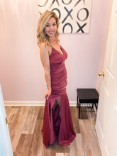 Load image into Gallery viewer, Dark Rose V Neck Spaghetti Strap Maxi Dress