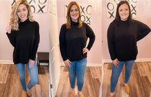 Load image into Gallery viewer, Black Turtleneck Side Slit Sweater