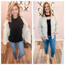 Load image into Gallery viewer, Light Khaki Corduroy Feeling Sherpa Lined Shacket