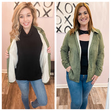 Load image into Gallery viewer, Olive Corduroy Feeling Sherpa Lined Shacket