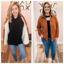 Load image into Gallery viewer, Rust Corduroy Feeling Sherpa Lined Shacket