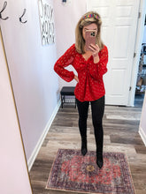 Load image into Gallery viewer, Red & Gold Foil Twist Top