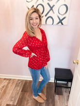 Load image into Gallery viewer, Red & Gold Foil Twist Top