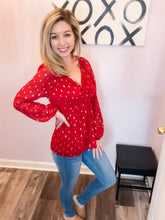 Load image into Gallery viewer, Red & Gold Foil Twist Top