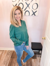 Load image into Gallery viewer, Green V Neck Long Sleeve Top