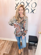 Load image into Gallery viewer, Floral Geometric Print Long Sleeve Top