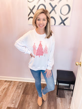 Load image into Gallery viewer, White With Pink Christmas Trees Lightweight Pullover