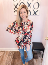 Load image into Gallery viewer, Multi Colored Floral Pattern Long Sleeve Top