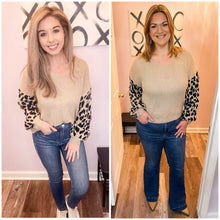 Load image into Gallery viewer, Khaki Leopard Print Sleeve Sweater