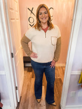 Load image into Gallery viewer, Brown & Ivory Color Block Zip Up Pullover