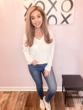 Load image into Gallery viewer, Ivory Ribbed V Neck Top