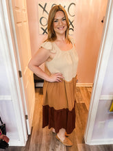 Load image into Gallery viewer, Plus Size Brown Ombre Color Block Dress (Sizes: 1XL-4XL)