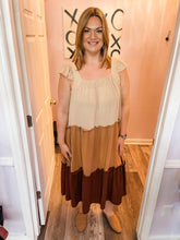 Load image into Gallery viewer, Plus Size Brown Ombre Color Block Dress (Sizes: 1XL-4XL)