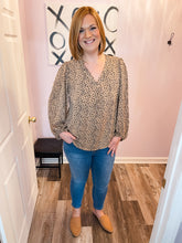 Load image into Gallery viewer, Khaki Leopard Print V Neck Top