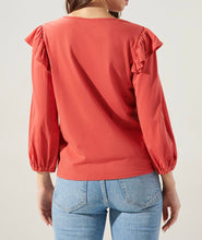 Load image into Gallery viewer, Brick Ruffled Shoulder Long Sleeve Top
