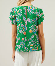 Load image into Gallery viewer, Green and Floral Layered Sleeves Top