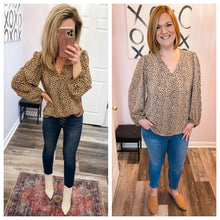 Load image into Gallery viewer, Khaki Leopard Print V Neck Top