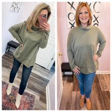 Load image into Gallery viewer, Green Cowl Neck Long Sleeve Top