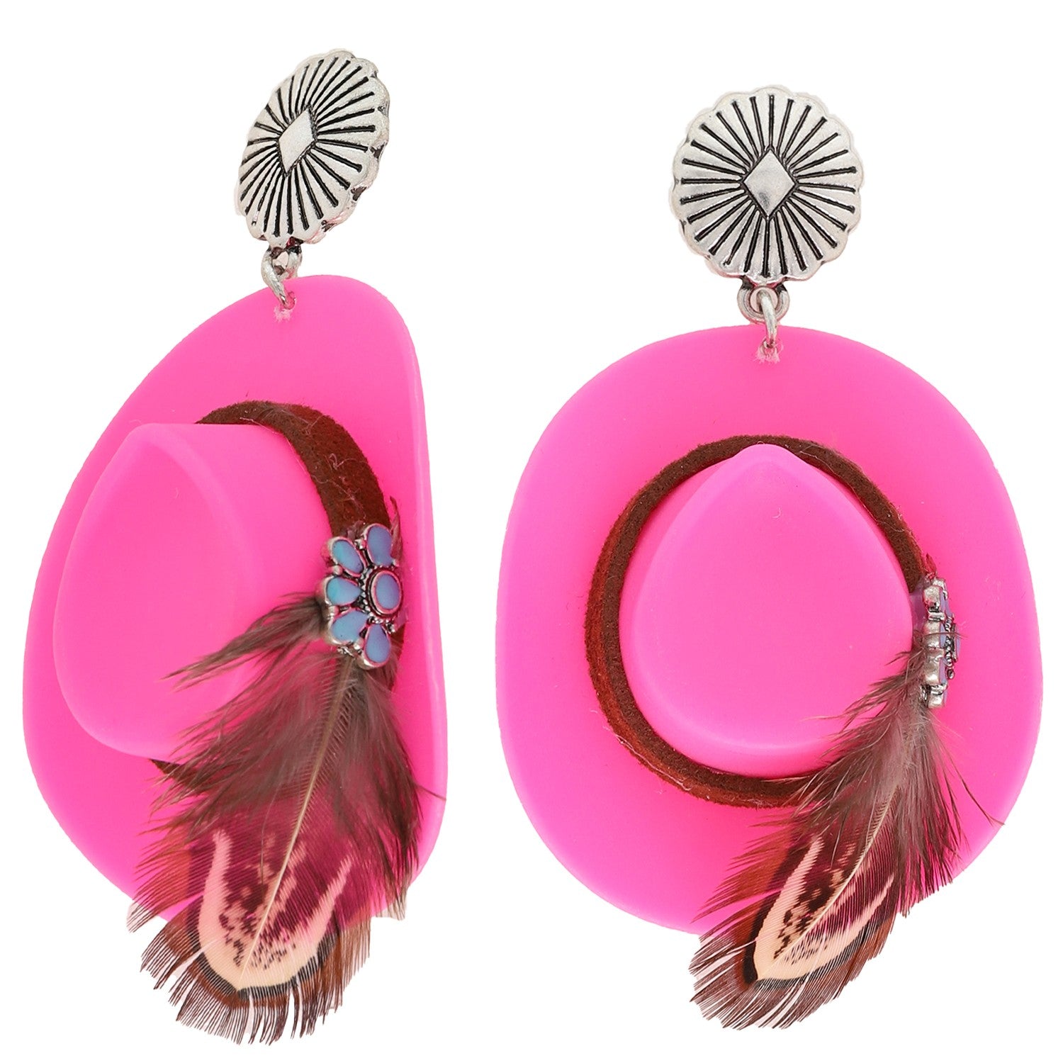 Women\'s Pink Embroidered Western Hat with Decorative Concho Coco West Flower-Bead Cowgirl Hat – Vented Straw with Wood  main image 2