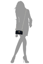 Load image into Gallery viewer, Black & Gold Turn Lock Wallet Detachable Chain Crossbody