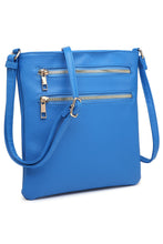 Load image into Gallery viewer, Royal Blue Double Zip Pocket Crossbody Bag