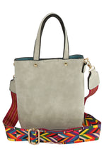 Load image into Gallery viewer, Grey & Aztec Strap Mini Tote Crossbody Bag