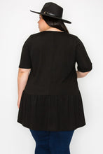 Load image into Gallery viewer, (Sizes: 3XL-5XL) Plus Size Black Babydoll Top
