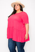 Load image into Gallery viewer, (Sizes: 3XL-5XL) Plus Size Hot Pink Babydoll Top
