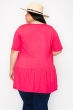 Load image into Gallery viewer, (Sizes: 3XL-5XL) Plus Size Hot Pink Babydoll Top