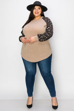 Load image into Gallery viewer, (Sizes: 3XL-5XL) Plus Size Leopard Print Sleeve Top