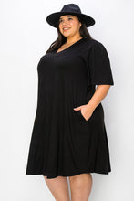 Load image into Gallery viewer, (Sizes: 3XL-5XL) Plus Size Black V Neck Dress With Wide Sleeves
