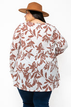 Load image into Gallery viewer, (Sizes: 3XL-5XL) Plus Size White & Brown Floral Top