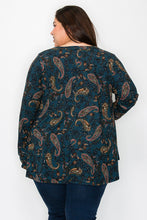 Load image into Gallery viewer, (Sizes: 3XL-5XL) Plus Size Dark Teal Paisley Top