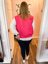 Load image into Gallery viewer, Plus Size Hot Pink Quilt Button Down Vest