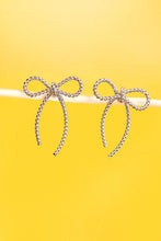 Load image into Gallery viewer, Dainty Silver Rope Design Bow Earrings