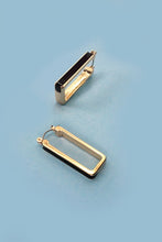 Load image into Gallery viewer, Black & Gold Rectangle Hoop Earrings