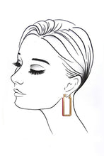 Load image into Gallery viewer, Black & Gold Rectangle Hoop Earrings