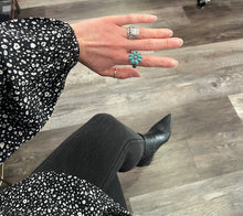 Load image into Gallery viewer, Floral Turquoise Semi Stone & Silver Ring