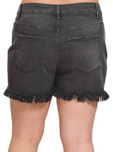 Load image into Gallery viewer, Black Mineral Washed Raw Hem Shorts (S-3XL)
