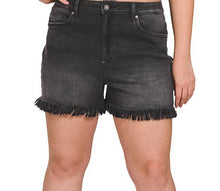 Load image into Gallery viewer, Black Mineral Washed Raw Hem Shorts (S-3XL)