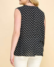 Load image into Gallery viewer, Plus Size Black & Ivory Tassel Top