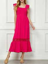 Load image into Gallery viewer, Fuchsia Smocked & Lace Detailed Maxi Dress