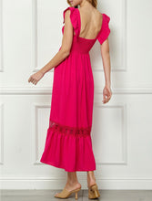 Load image into Gallery viewer, Fuchsia Smocked & Lace Detailed Maxi Dress