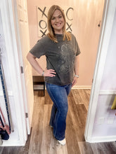 Load image into Gallery viewer, Grey & White Washed Western Cowgirl Boot & Flowers T Shirt