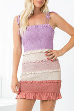 Load image into Gallery viewer, Multi Colored Ruffled Smocked Dress