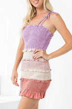 Load image into Gallery viewer, Multi Colored Ruffled Smocked Dress