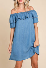 Load image into Gallery viewer, Medium Wash Chambray Dress (On OR Off Shoulder Dress)