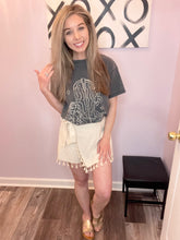 Load image into Gallery viewer, Grey & White Washed Western Cowgirl Boot & Flowers T Shirt