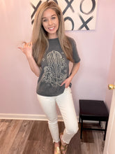 Load image into Gallery viewer, Grey & White Washed Western Cowgirl Boot & Flowers T Shirt