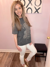 Load image into Gallery viewer, Grey & White Washed Western Cowgirl Boot & Flowers T Shirt